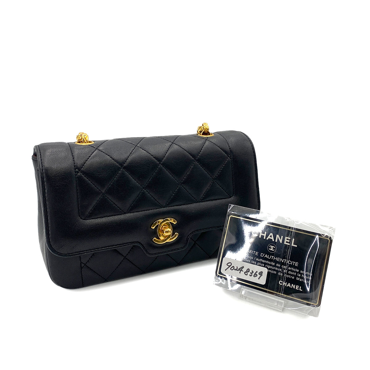 CHANEL VINTAGE BIJOU CHAIN SHOULDER BAG BLACK LAMB SKIN 90248369