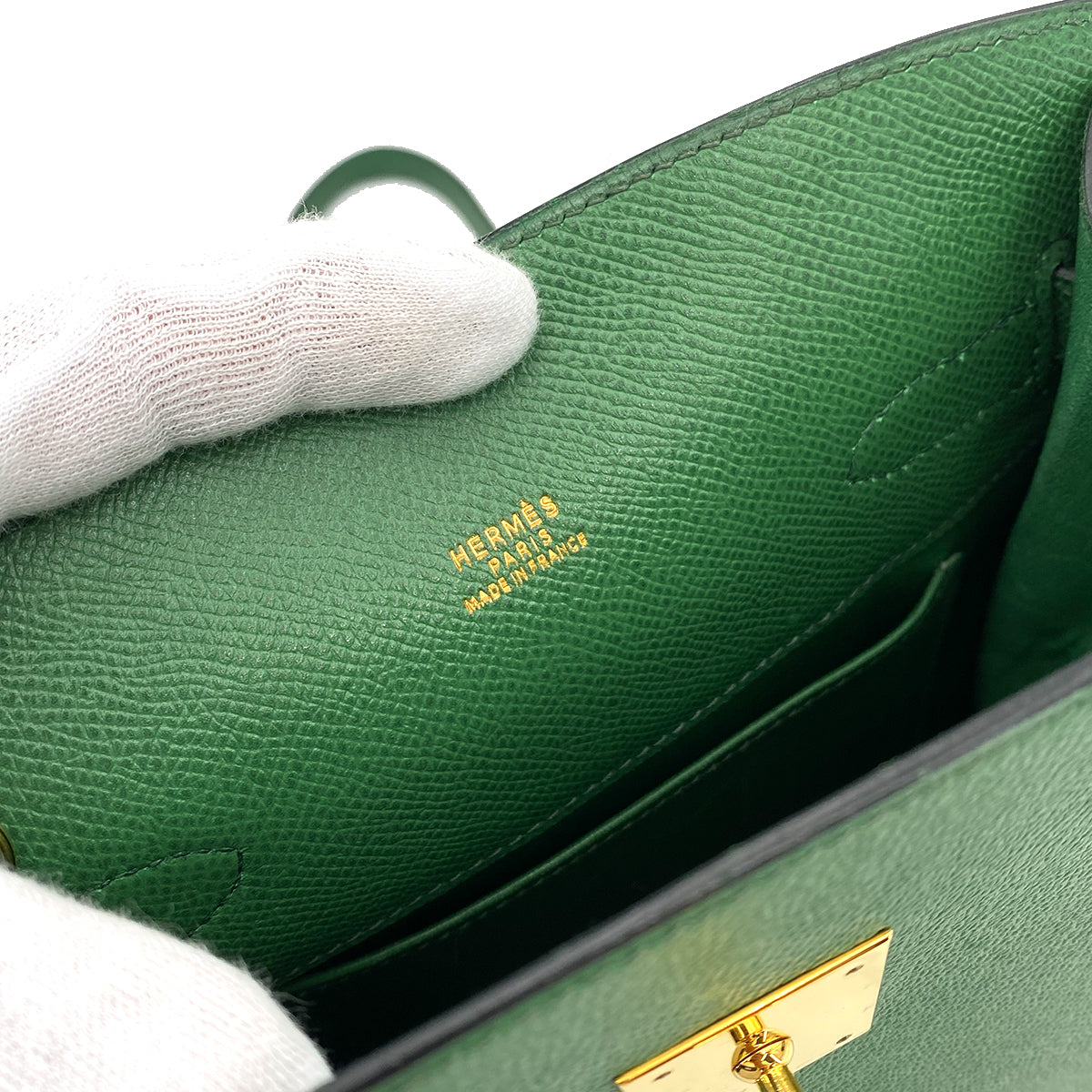 HERMES KELLY SPORTS MM GREEN TYPE COUCHEVEL SHOULDER BAG 〇W 90248808
