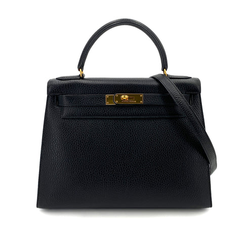 HERMES KELLY 28 SELLIER BLACK ARDENNES HAND SHOULDER BAG V 90248809 - PURPOSE