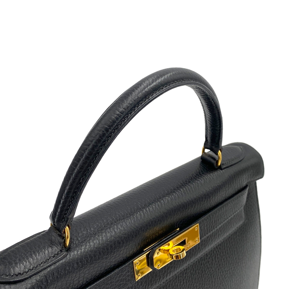 HERMES KELLY 28 SELLIER BLACK ARDENNES HAND SHOULDER BAG V 90248809