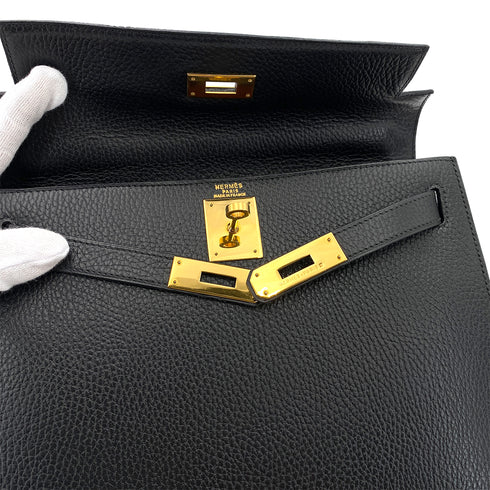 HERMES KELLY 28 SELLIER BLACK ARDENNES HAND SHOULDER BAG V 90248809 - PURPOSE