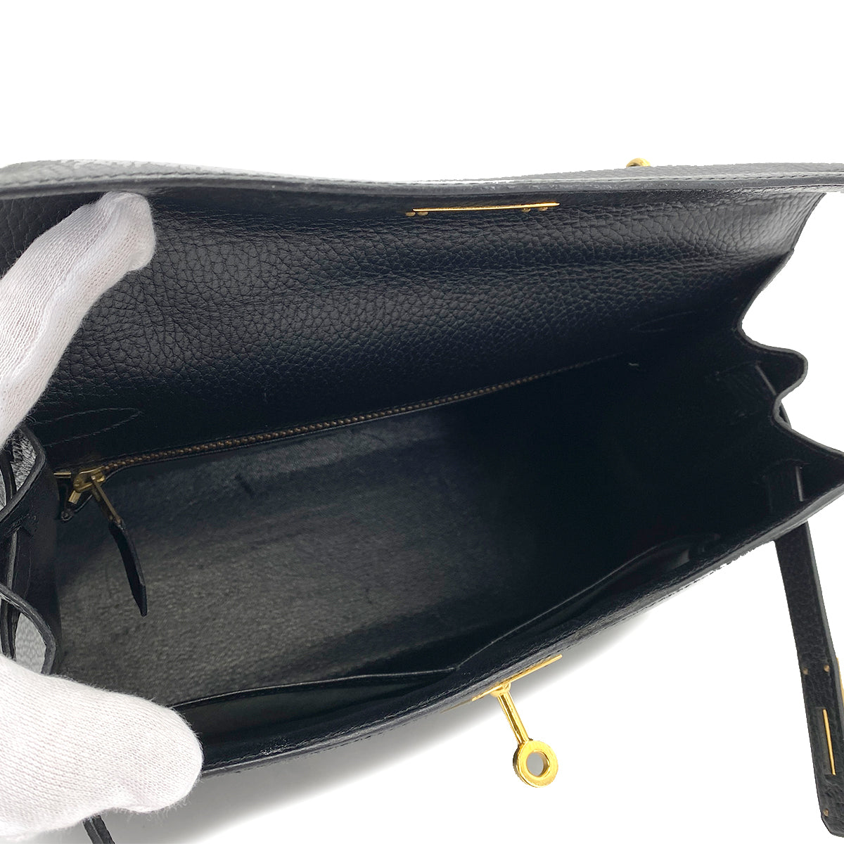 HERMES KELLY 28 SELLIER BLACK ARDENNES HAND SHOULDER BAG V 90248809