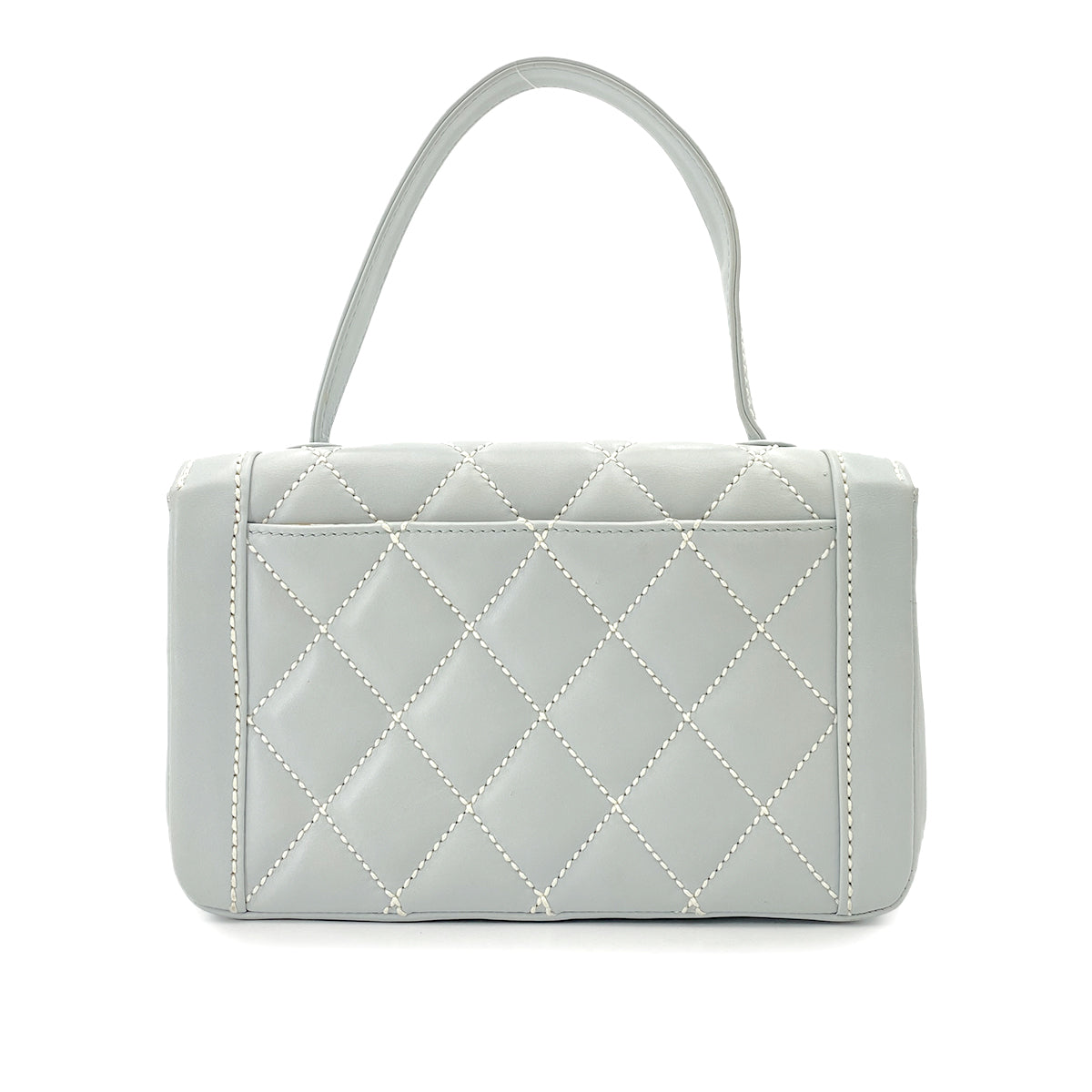 CHANEL VINTAGE WILD STITCH HAND BAG LIGHT BLUE LAMB SKIN 90248814