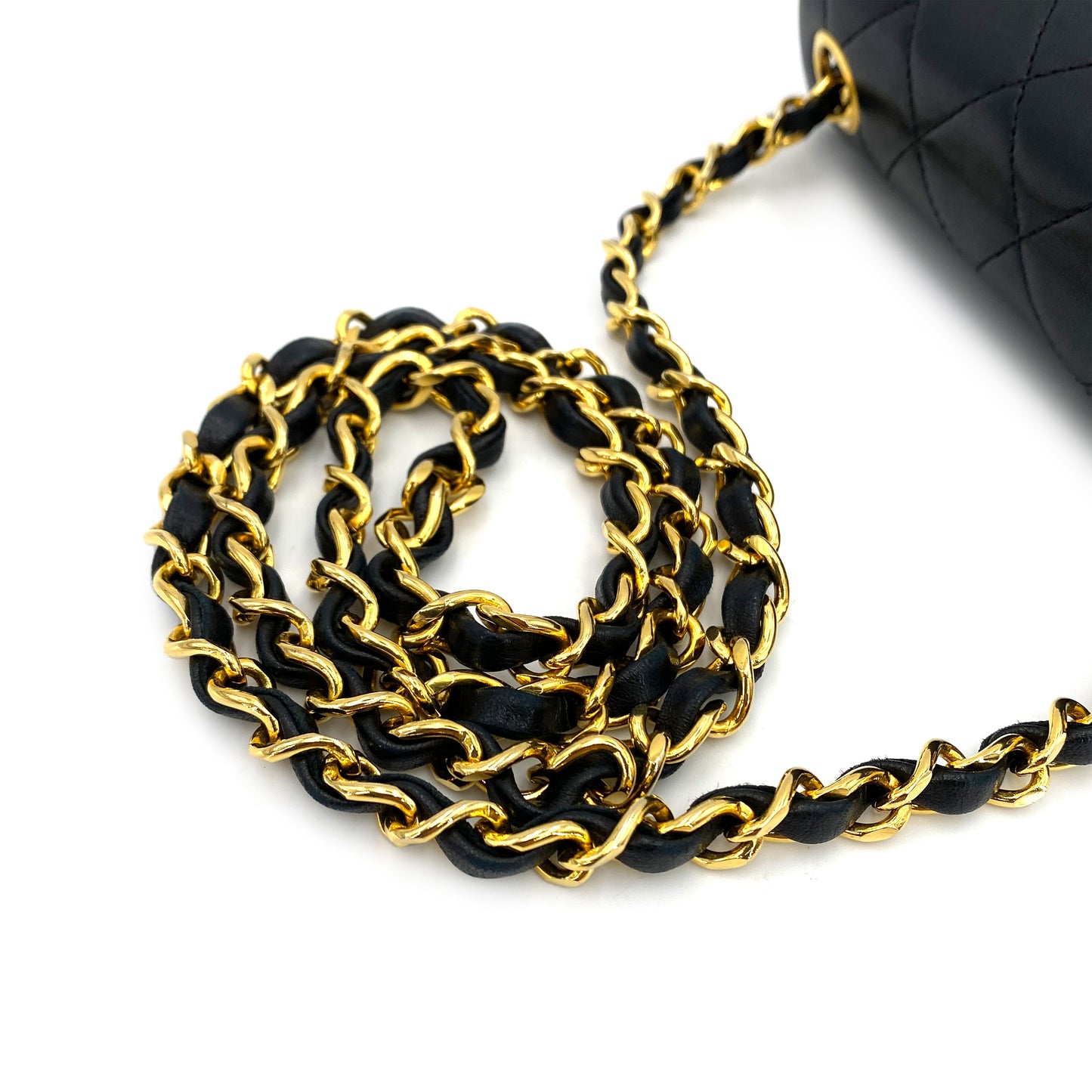 CHANEL VINTAGE MINI SQUARE 17 CHAIN SHOULDER BAG BLACK LAMB SKIN 90248822