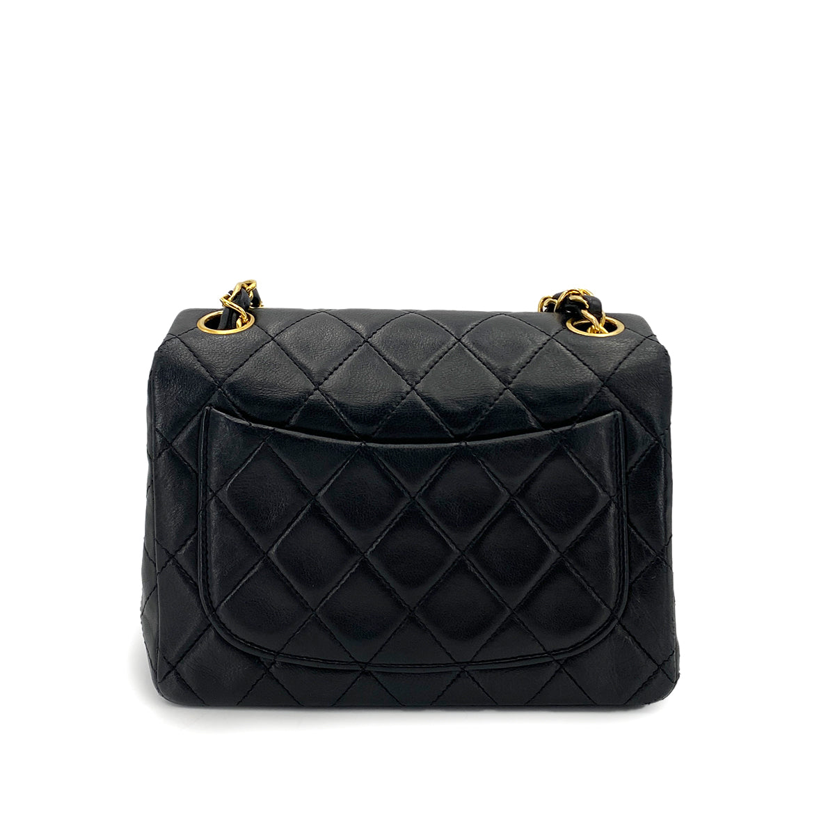 CHANEL VINTAGE MINI SQUARE 17 CHAIN SHOULDER BAG BLACK LAMB SKIN 90248829