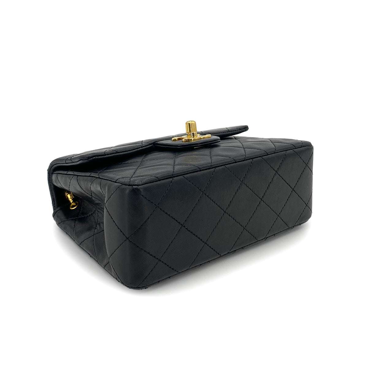 CHANEL VINTAGE MINI SQUARE 17 CHAIN SHOULDER BAG BLACK LAMB SKIN 90248829