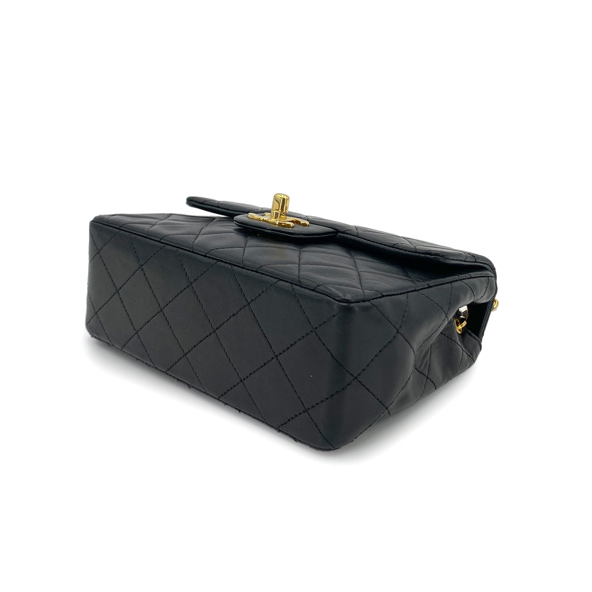 CHANEL VINTAGE MINI SQUARE 17 CHAIN SHOULDER BAG BLACK LAMB SKIN 90248829