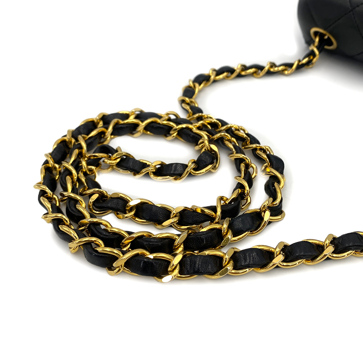 CHANEL VINTAGE MINI SQUARE 17 CHAIN SHOULDER BAG BLACK LAMB SKIN 90248829