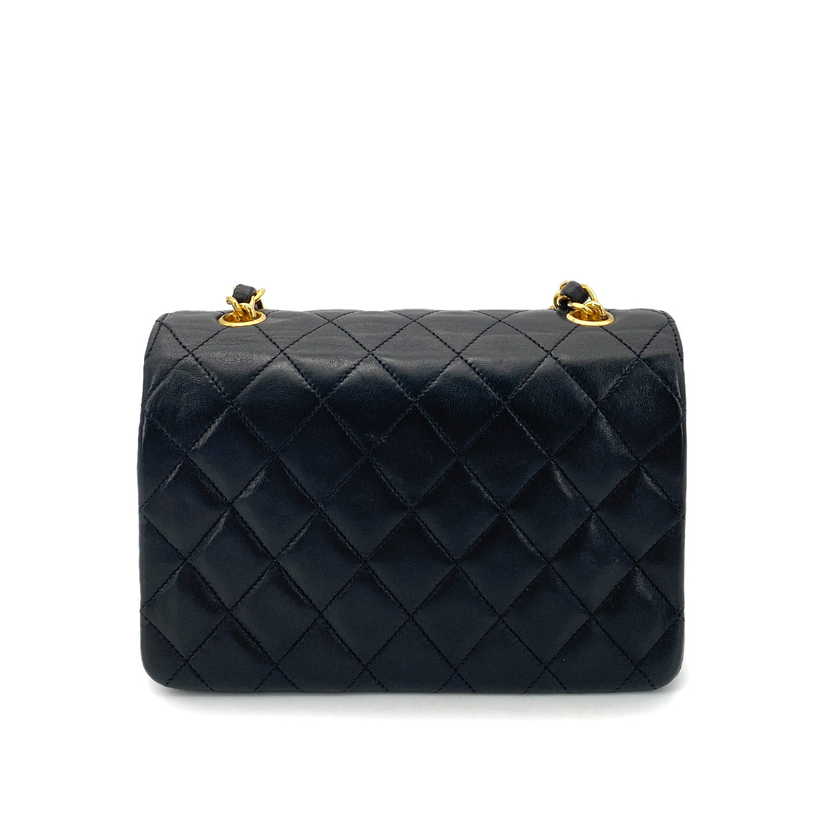 CHANEL VINTAGE MINI MATELASSE CHAIN SHOULDER BAG BLACK LAMB SKIN 90248831