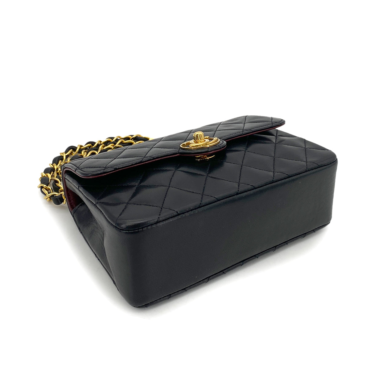 CHANEL VINTAGE MINI MATELASSE CHAIN SHOULDER BAG BLACK LAMB SKIN 90248831