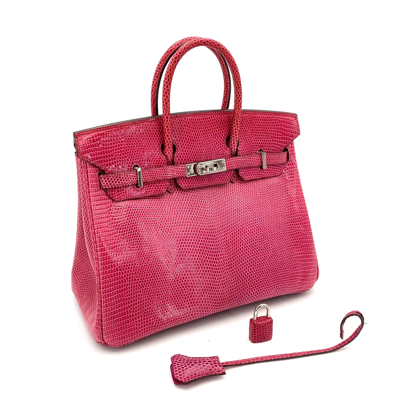 HERMES BIRKIN 25 FUSCHIA PINK LIZARD HAND BAG □L SHW 90248833
