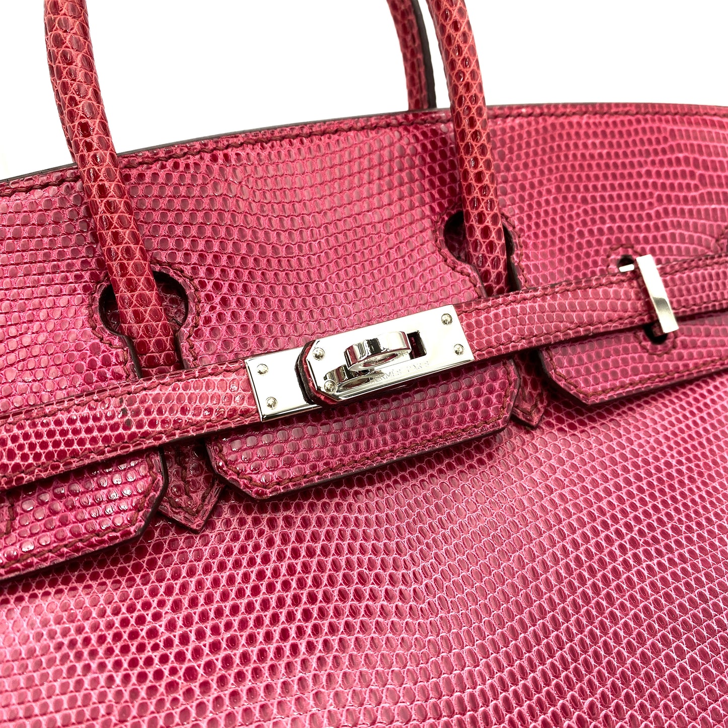 HERMES BIRKIN 25 FUSCHIA PINK LIZARD HAND BAG □L SHW 90248833