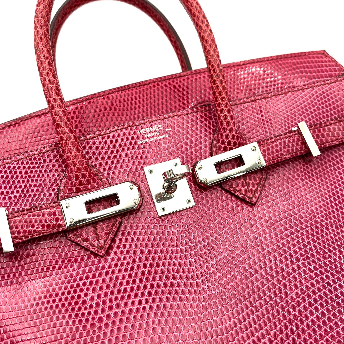 HERMES BIRKIN 25 FUSCHIA PINK LIZARD HAND BAG □L SHW 90248833