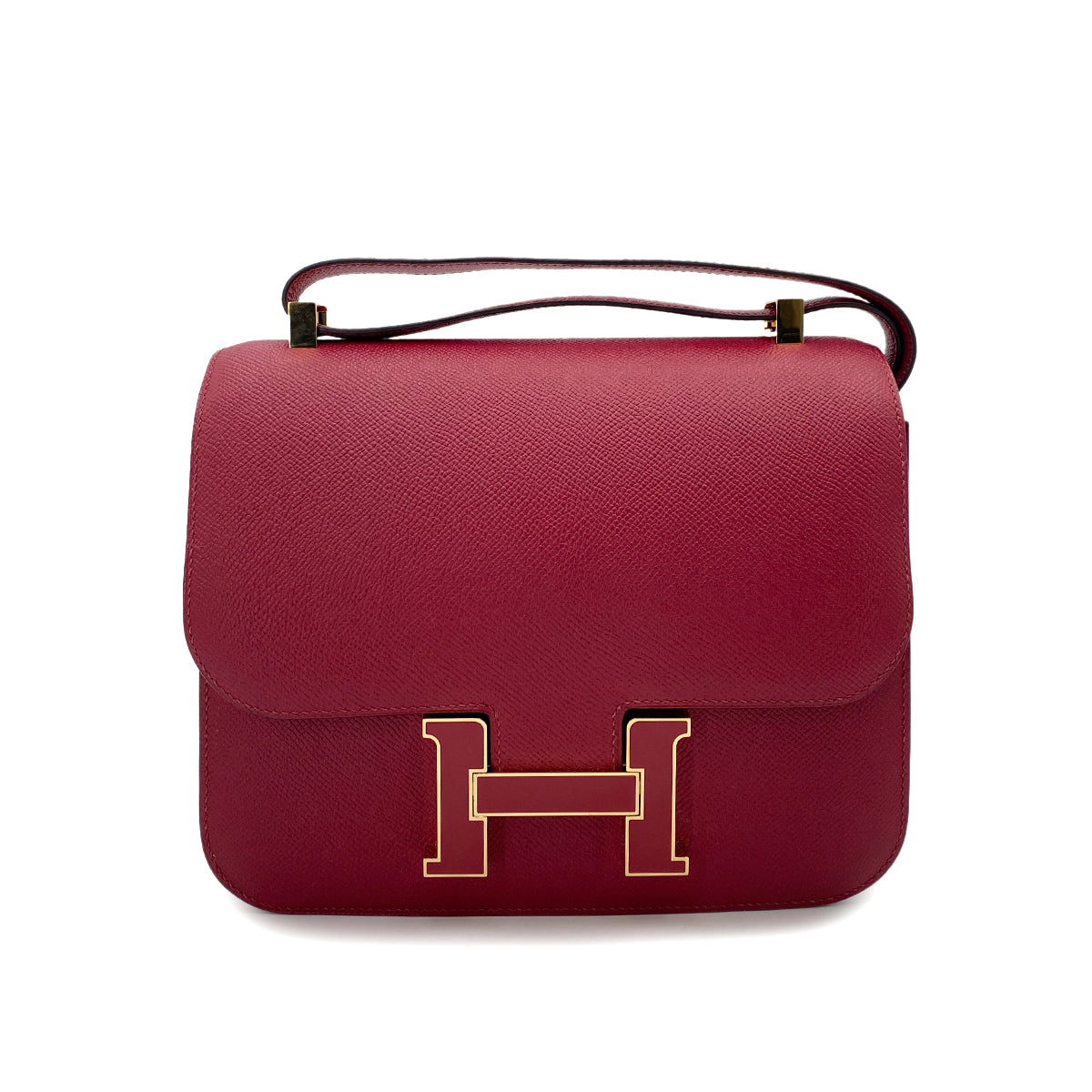 HERMES CONSTANCE3 VERSO ROUGE GRENADE EPSOM LACQUER SHOULDER BAG X 90248834