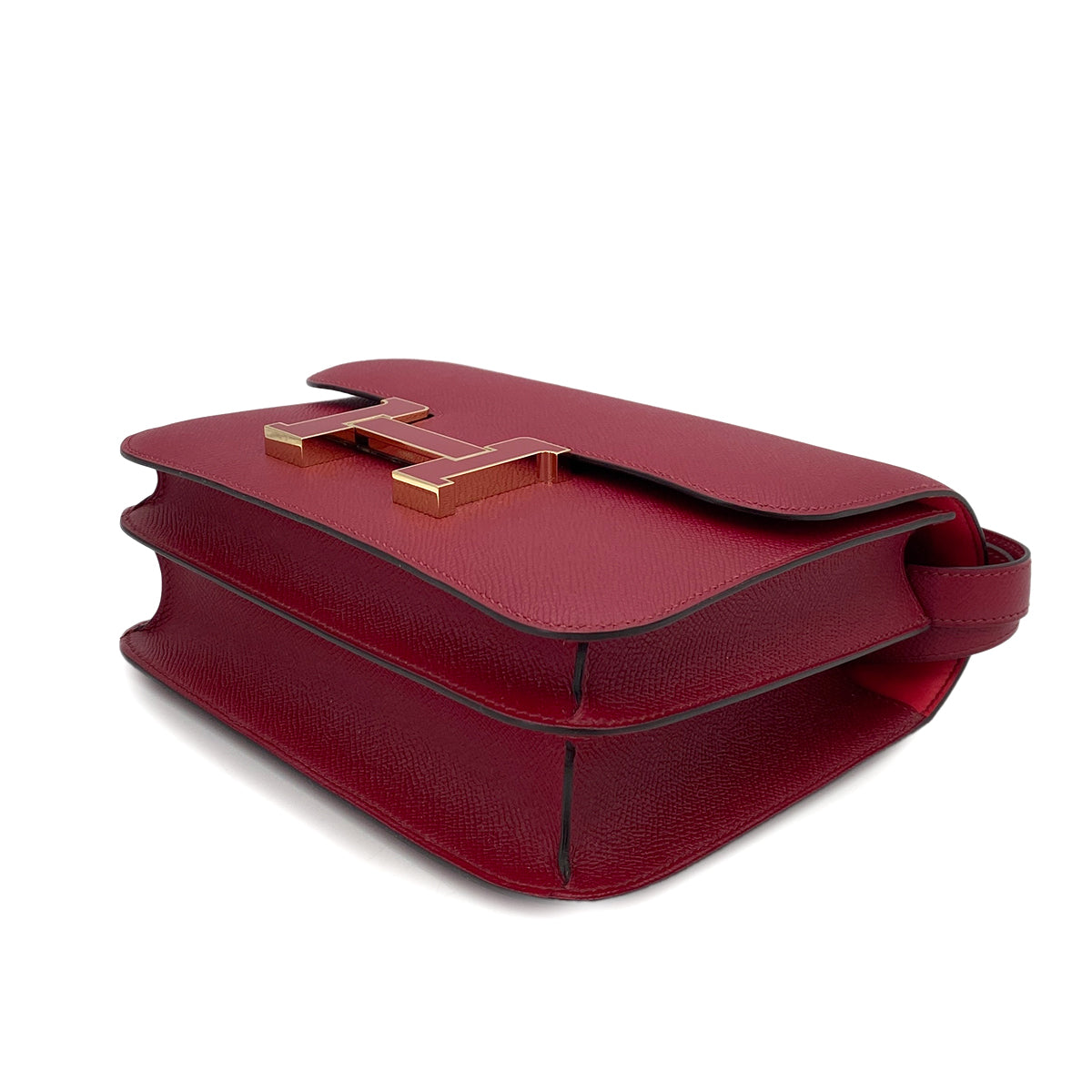 HERMES CONSTANCE3 VERSO ROUGE GRENADE EPSOM LACQUER SHOULDER BAG X 90248834