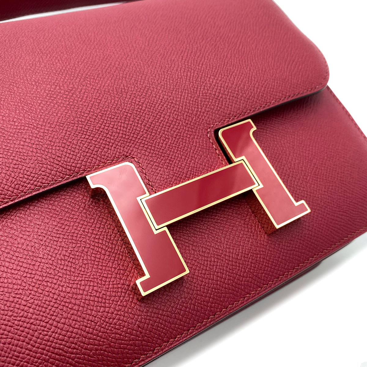 HERMES CONSTANCE3 VERSO ROUGE GRENADE EPSOM LACQUER SHOULDER BAG X 90248834