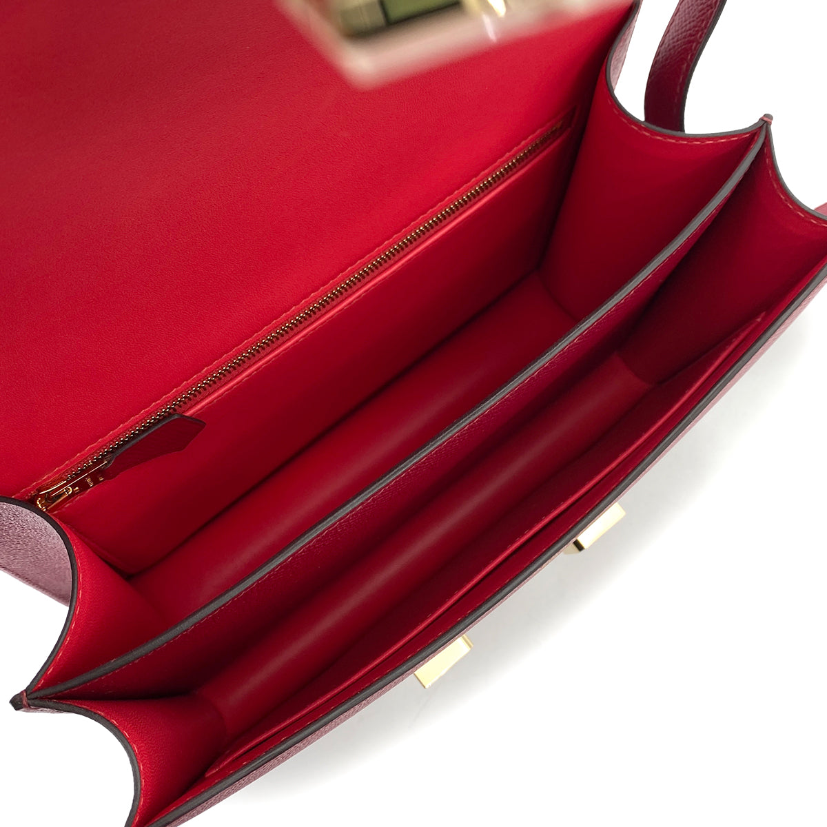 HERMES CONSTANCE3 VERSO ROUGE GRENADE EPSOM LACQUER SHOULDER BAG X 90248834