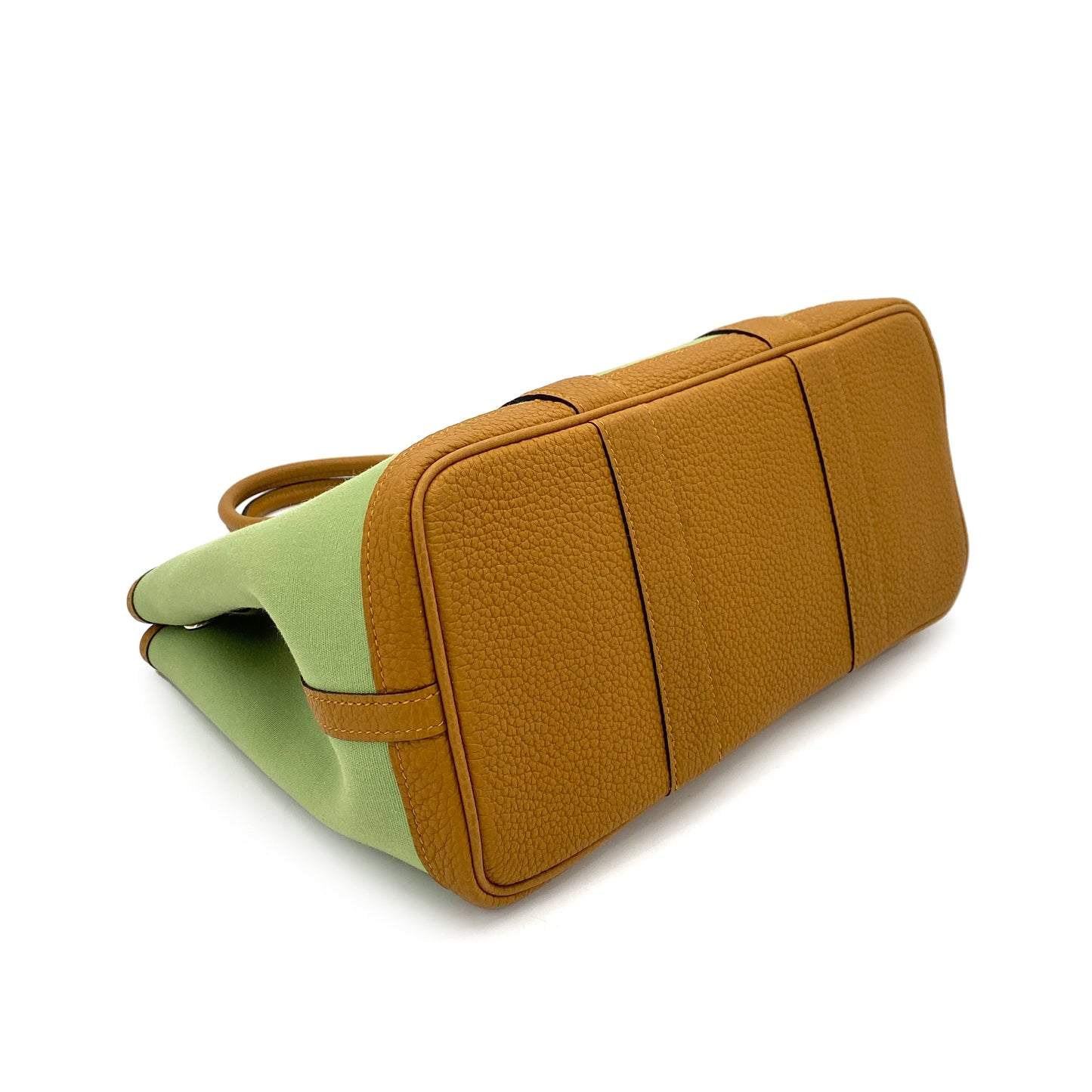 HERMES GARDEN PARTY TPM VERT CRIQUET OCRE TOILE OFFICIER VEAU NEGONDA HAND BAG Y 90249013