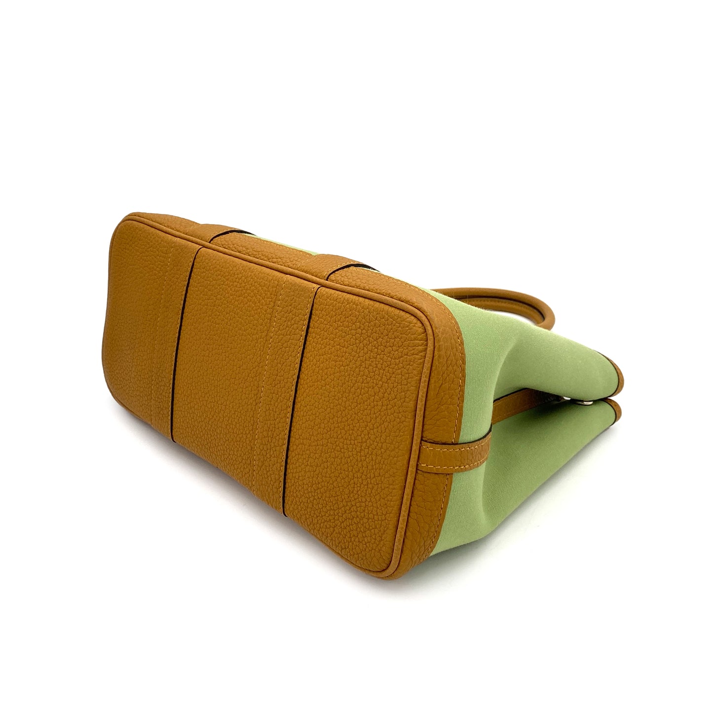 HERMES GARDEN PARTY TPM VERT CRIQUET OCRE TOILE OFFICIER VEAU NEGONDA HAND BAG Y 90249013