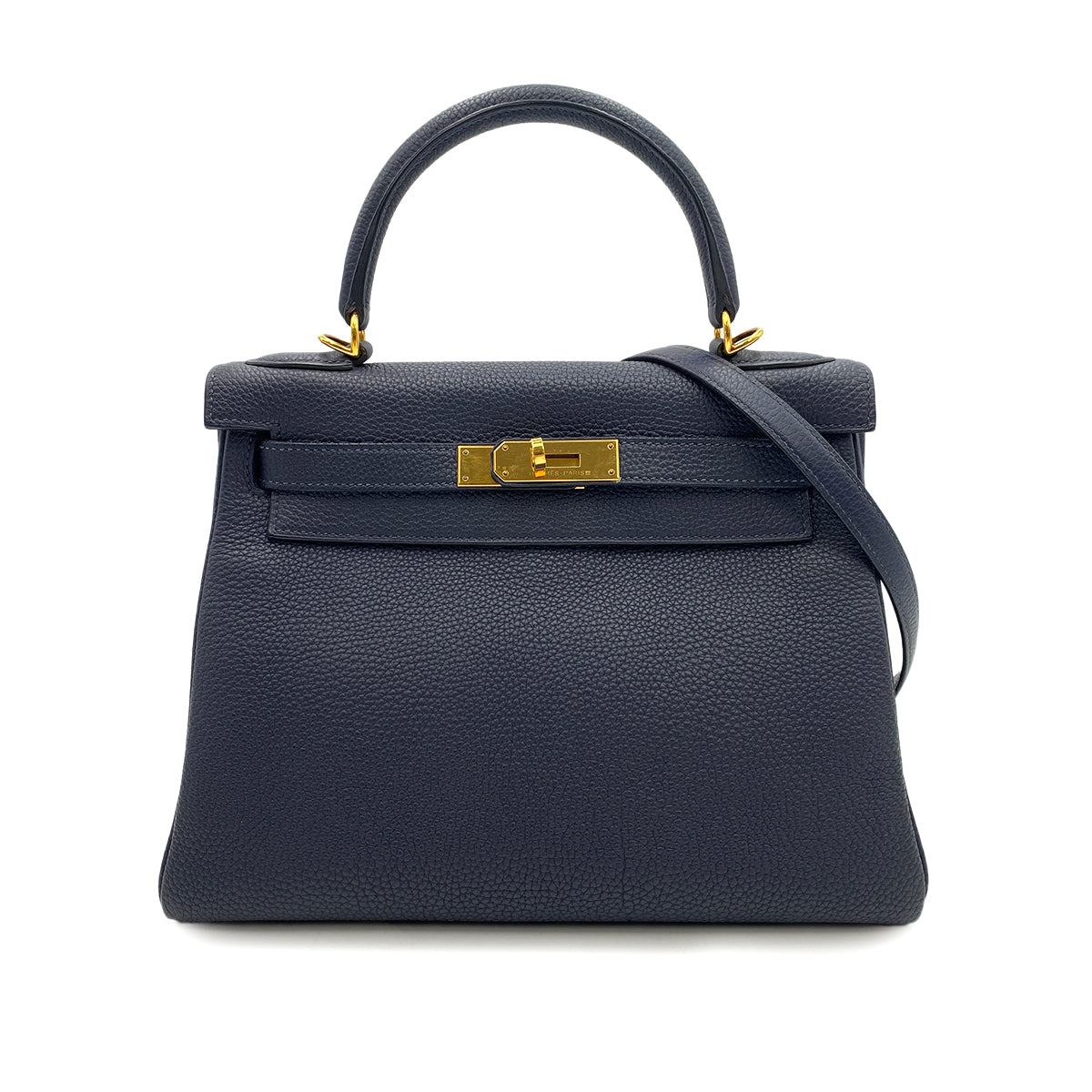 HERMES KELLY 28 RETOURNE BLUE NUIT TAURILLON CLEMENCE HAND SHOULDER BAG X 90249016
