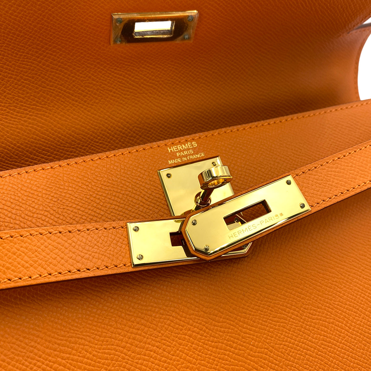 HERMES KELLY 28 SELLIER ORANGE EPSOM HAND SHOULDER BAG □M 90249019