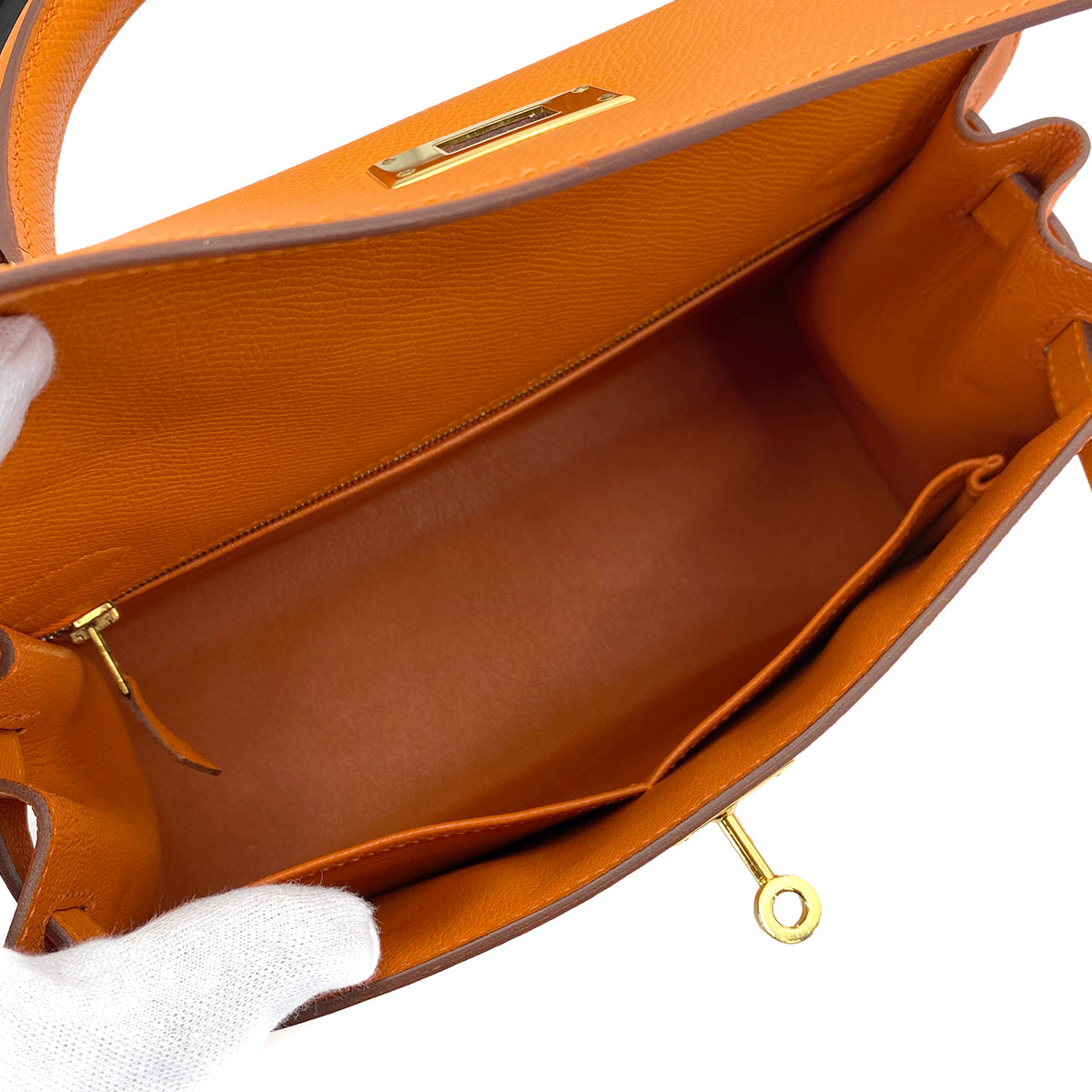 HERMES KELLY 28 SELLIER ORANGE EPSOM HAND SHOULDER BAG □M 90249019
