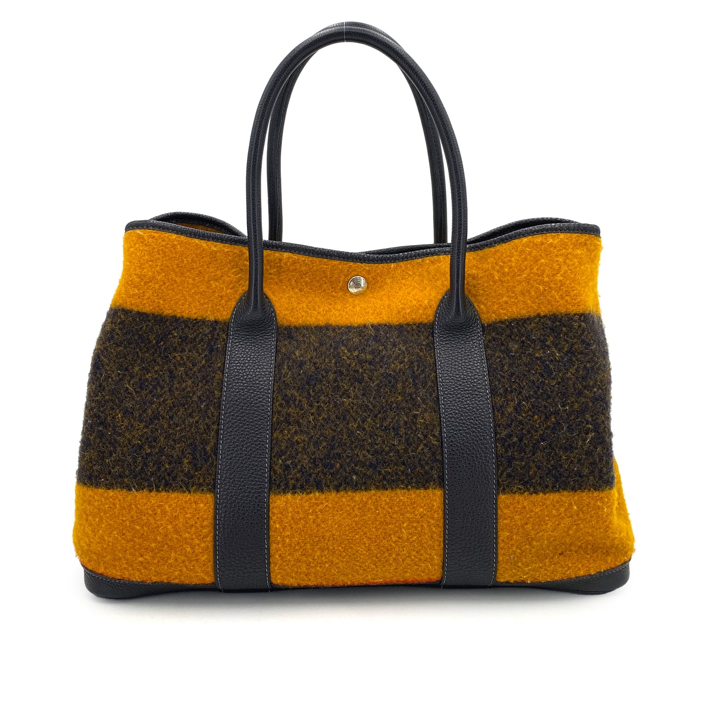 HERMES GARDEN PARTY PM ROCABAR NAVY ORANGE WOOL TOTE BAG 90249023