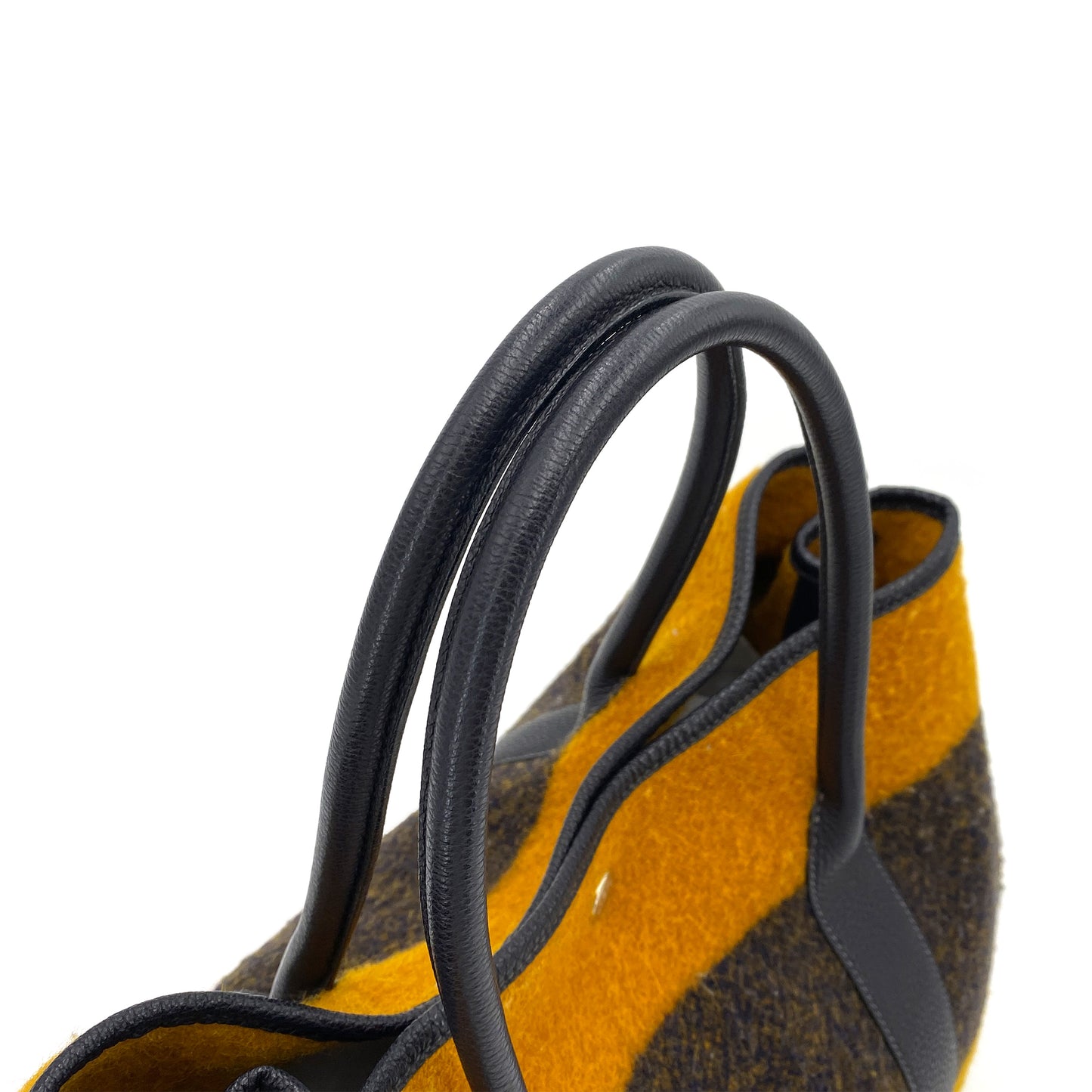 HERMES GARDEN PARTY PM ROCABAR NAVY ORANGE WOOL TOTE BAG 90249023