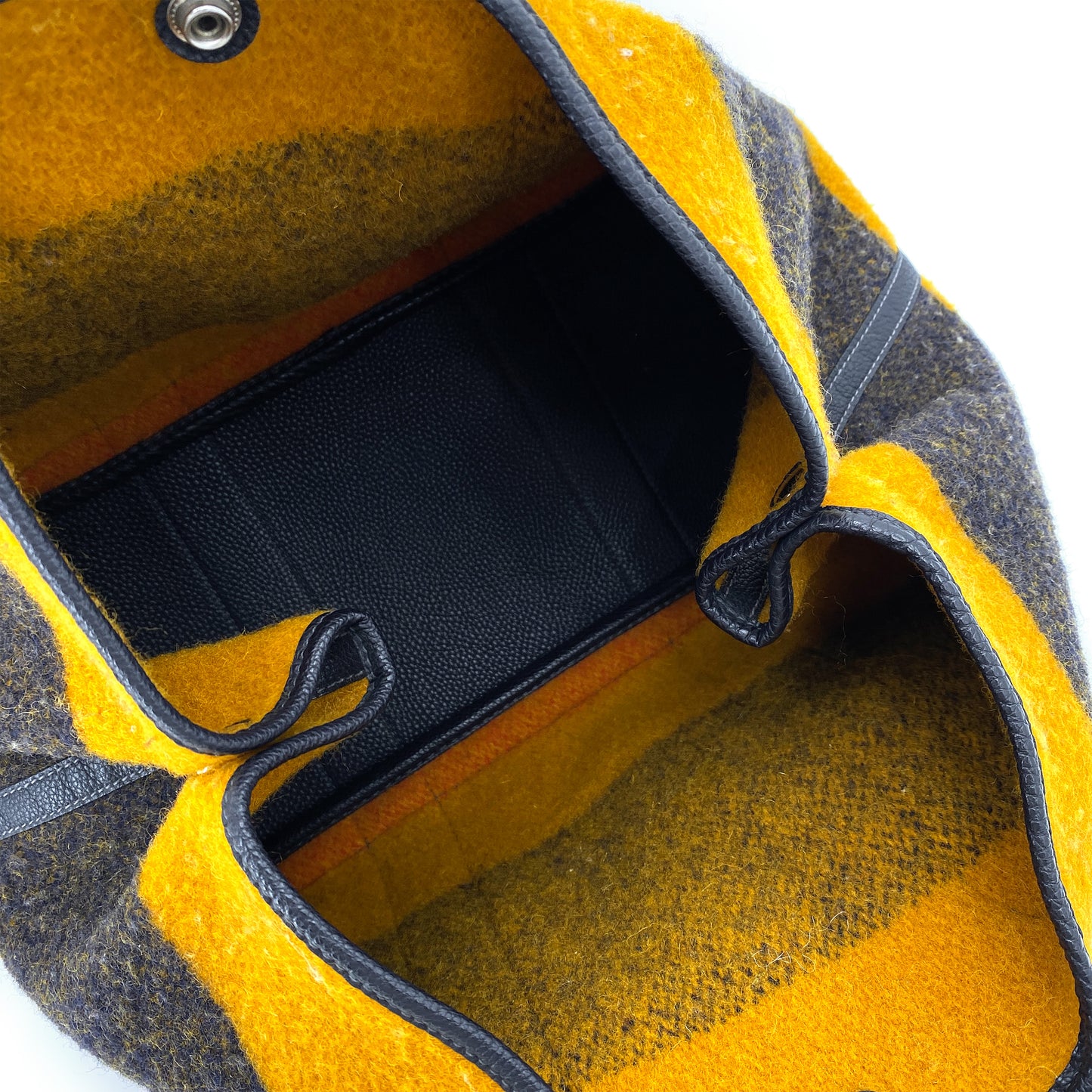 HERMES GARDEN PARTY PM ROCABAR NAVY ORANGE WOOL TOTE BAG 90249023