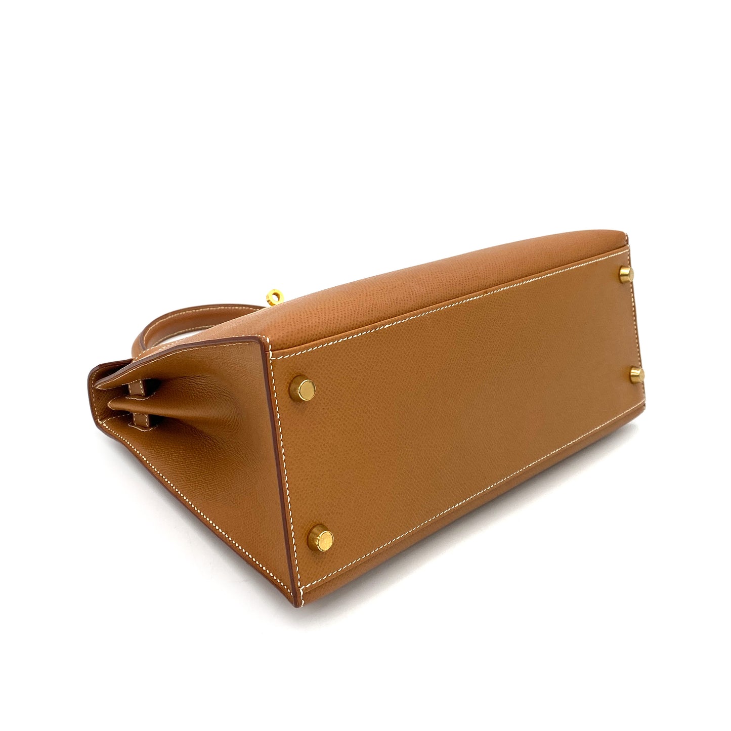 HERMES KELLY 28 SELLIER GOLD COUCHEVEL HAND SHOULDER BAG 〇Y 90249025