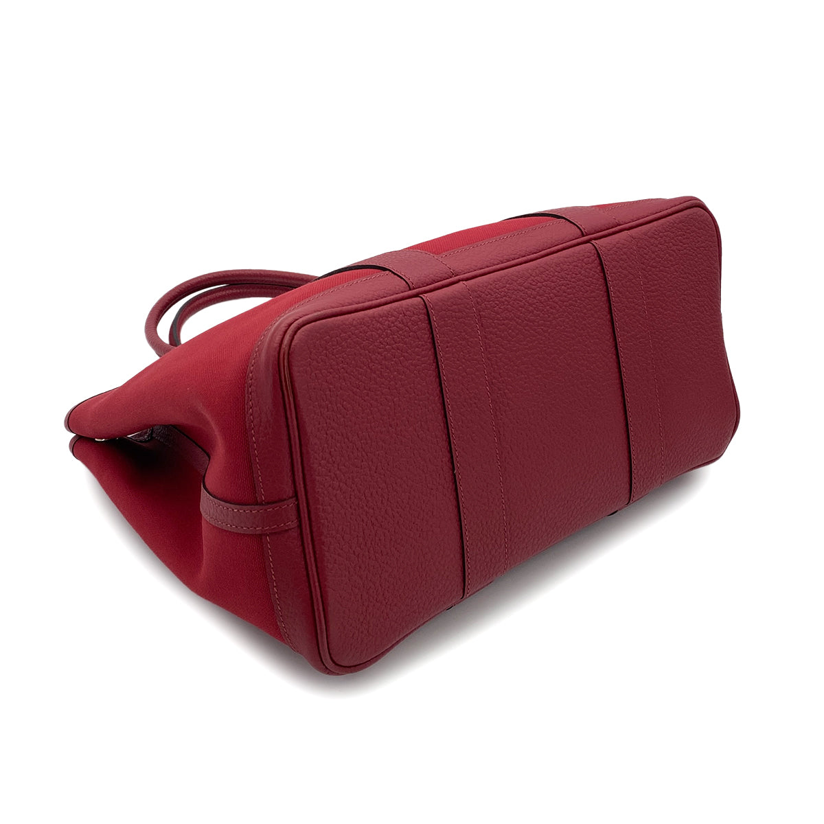 HERMES GARDEN PARTY PM ROUGE GRENAT TOILE H LEATHER TOTE BAG X 90249027