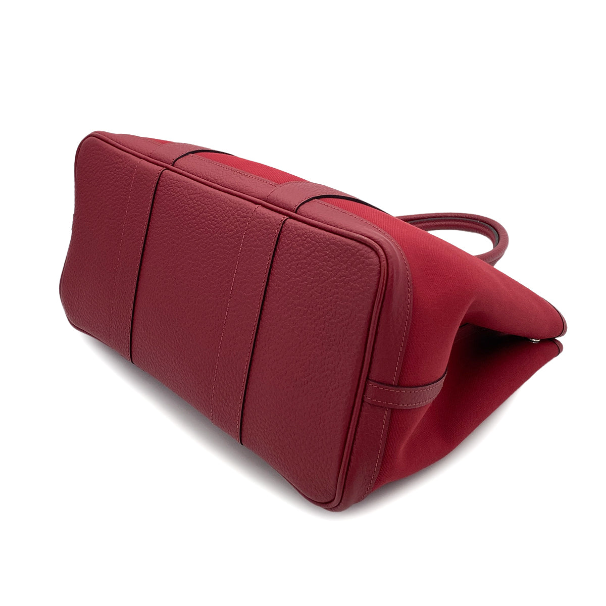 HERMES GARDEN PARTY PM ROUGE GRENAT TOILE H LEATHER TOTE BAG X 90249027