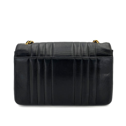 CHANEL VINTAGE MADEMOISELLE CHAIN SHOULDER BAG BLACK LAMB SKIN 90249030
