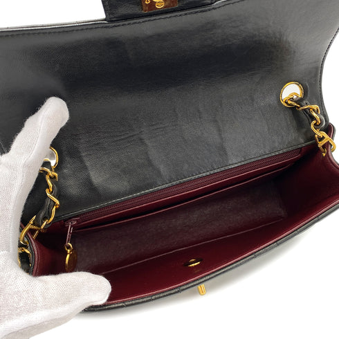 CHANEL VINTAGE MADEMOISELLE CHAIN SHOULDER BAG BLACK LAMB SKIN 90249030