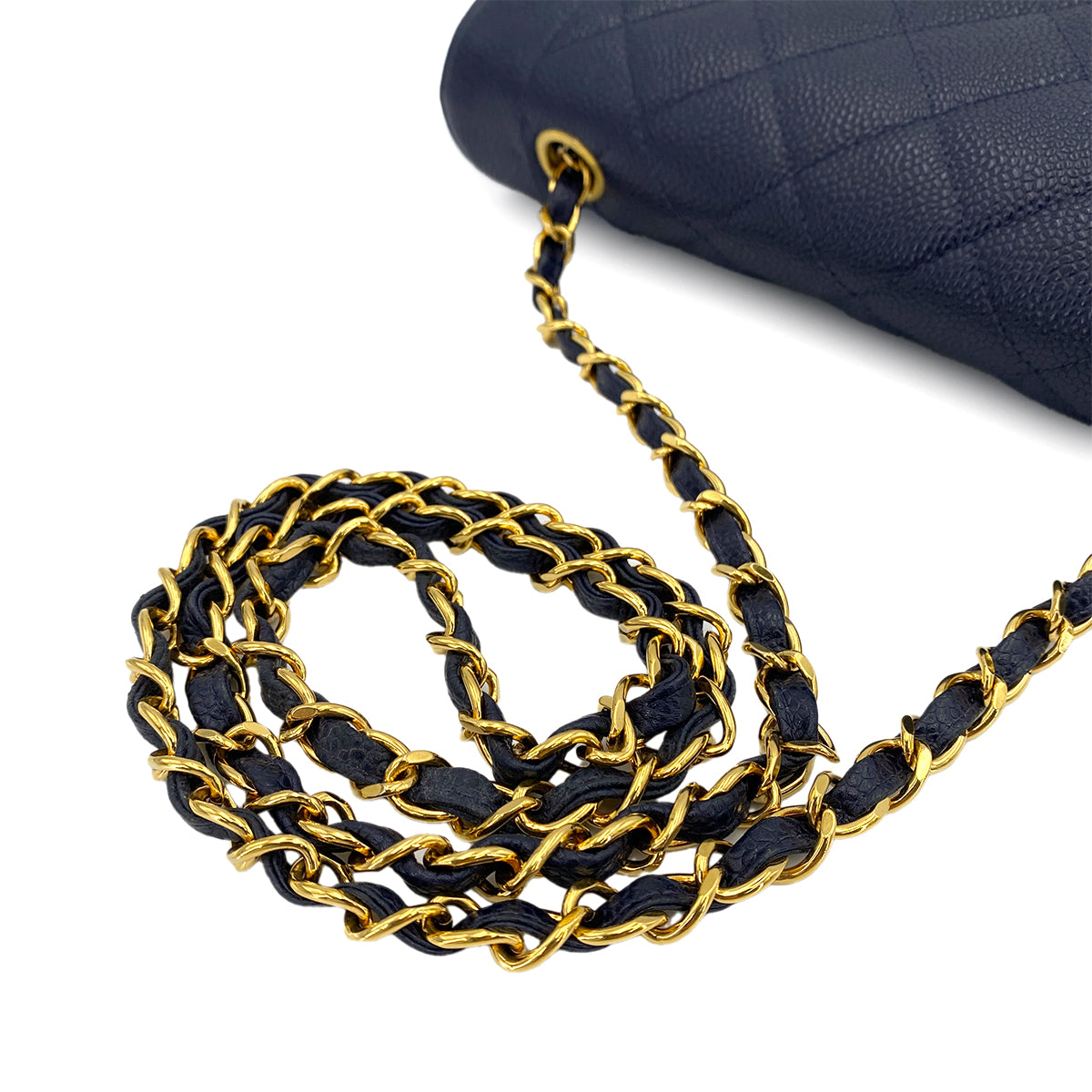 CHANEL VINTAGE DIANA MEDIUM CHAIN SHOULDER BAG NAVY CAVIAR SKIN 90249035