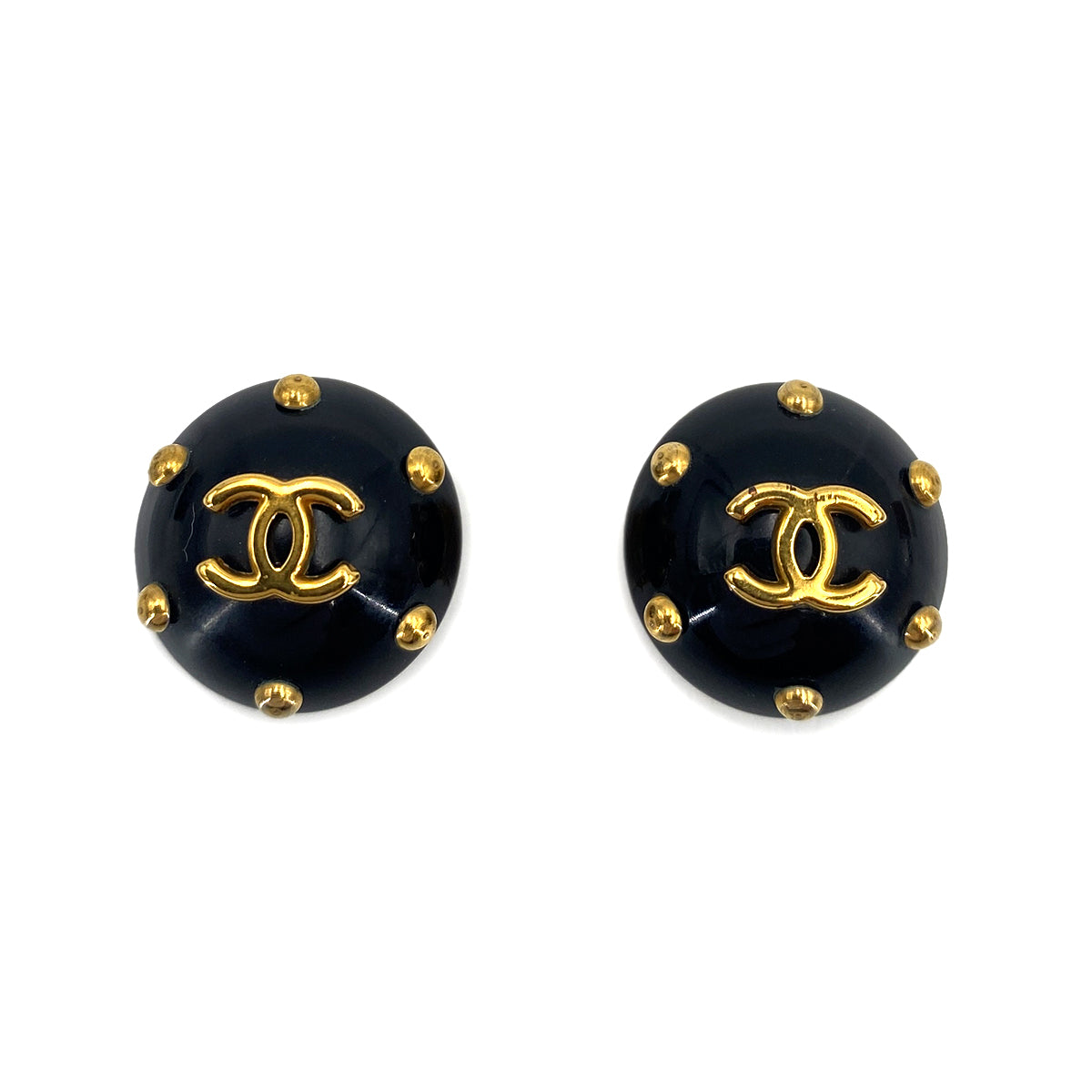 CHANEL VINTAGE EARRINGS ROUND COCOMARK ACCESSORY 96C 90249045