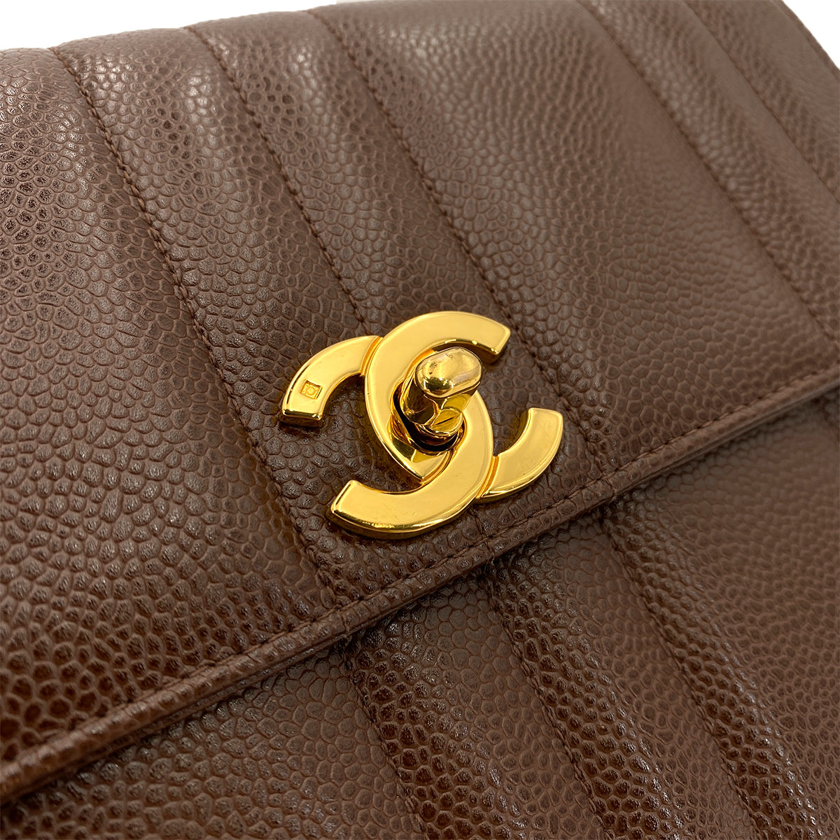 CHANEL VINTAGE MADEMOISELLE CHAIN SHOULDER BAG BROWN CAVIAR SKIN 90249065