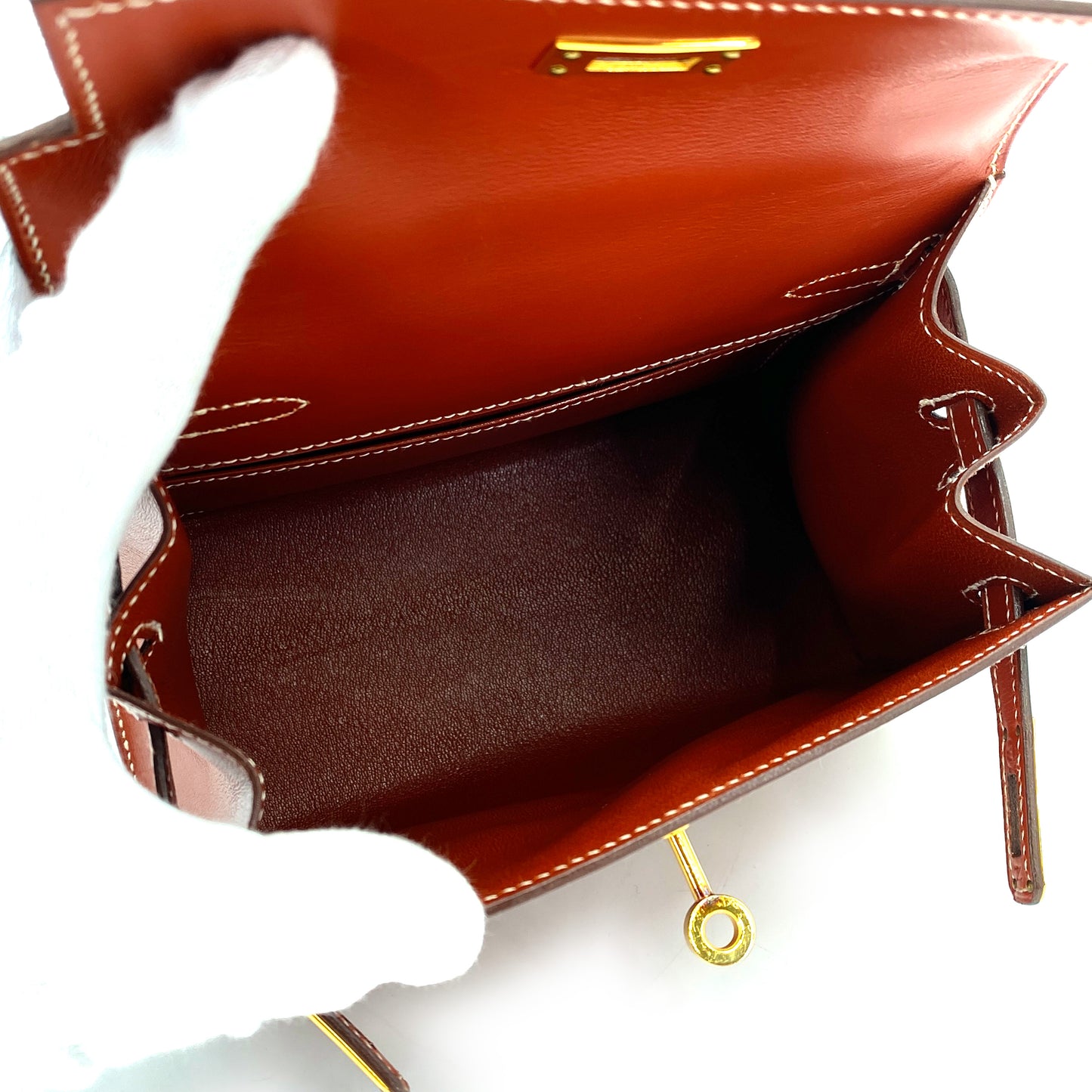 HERMES MINI KELLY 20 BRICK BOXCALF HAND SHOULDER BAG 〇W 90249068