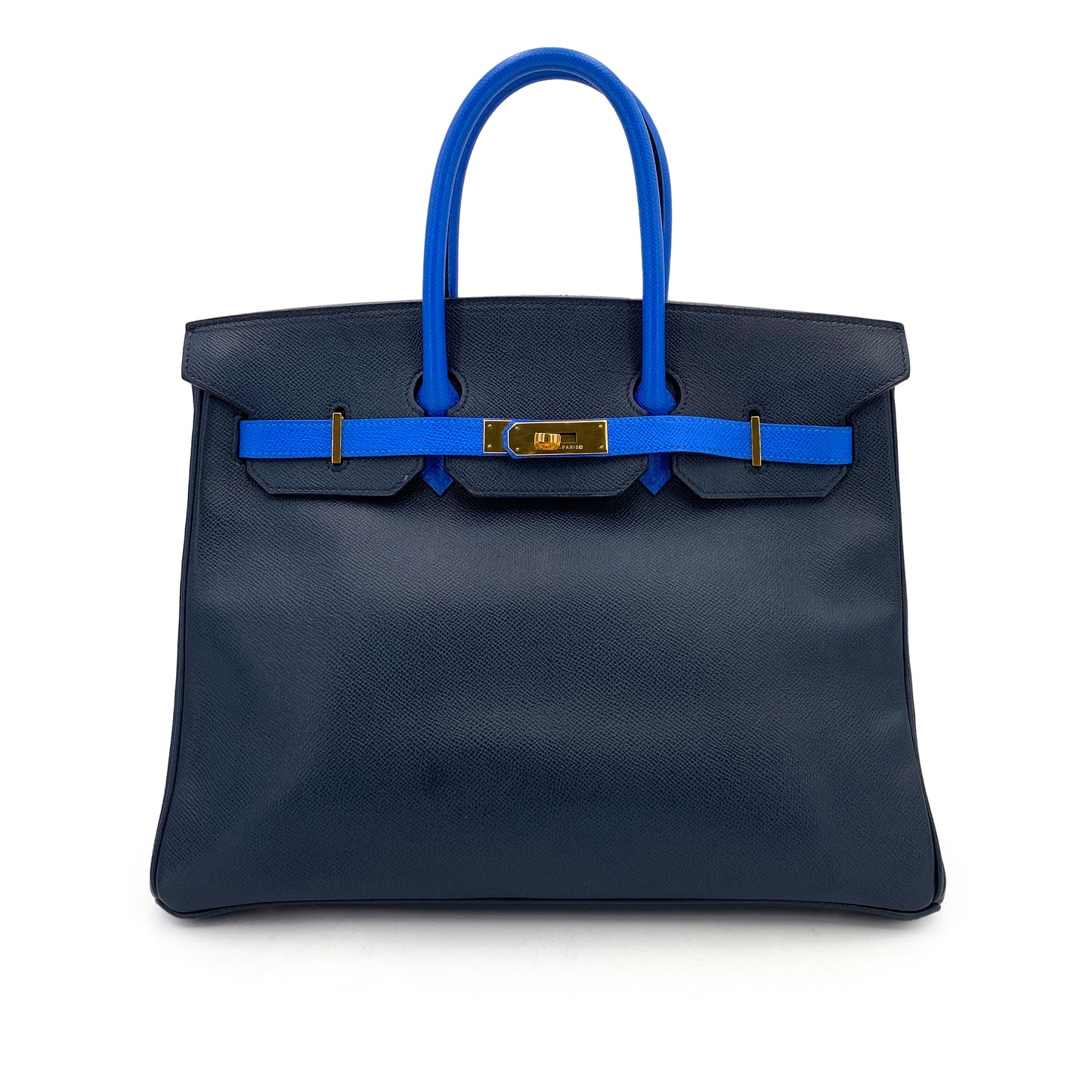 HERMES BIRKIN 35 NAVY BLUE TYPE COUCHEVEL HAND BAG 〇X 90249072
