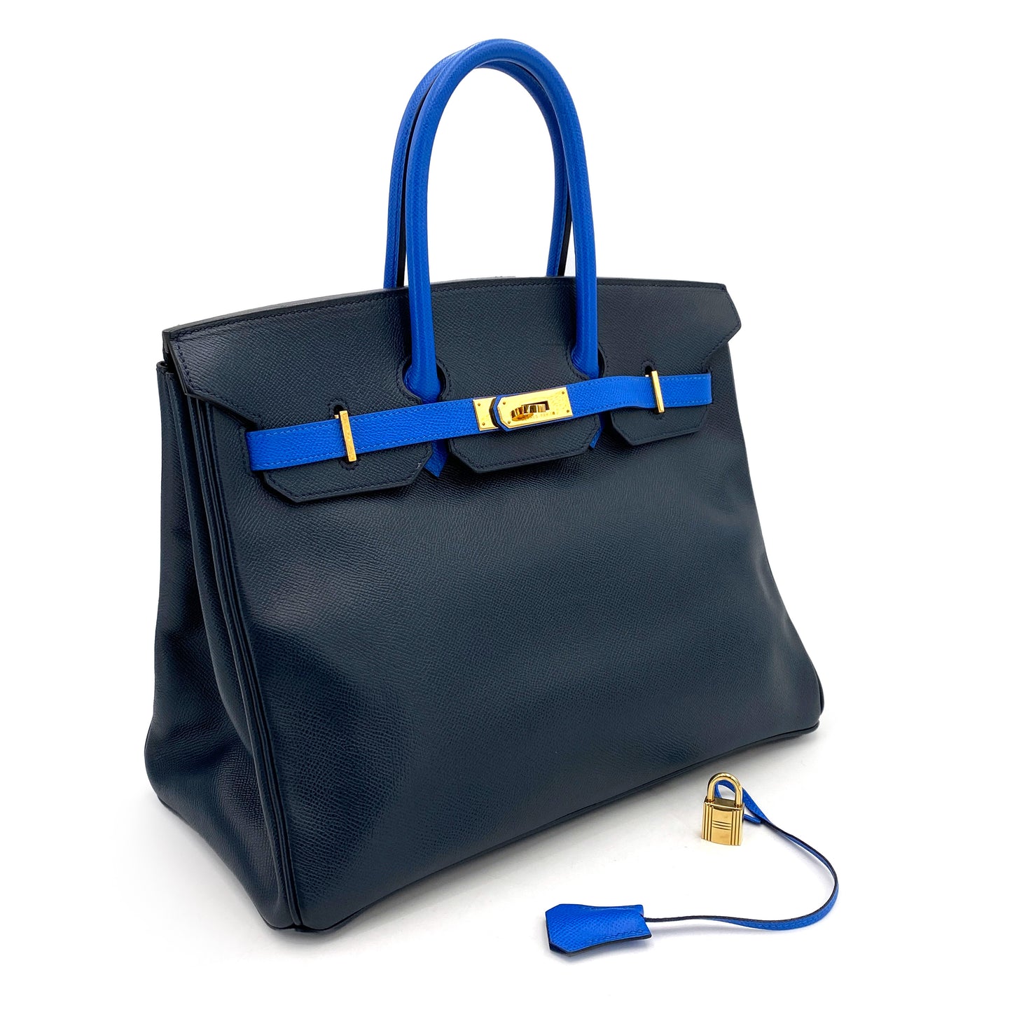 HERMES BIRKIN 35 NAVY BLUE TYPE COUCHEVEL HAND BAG 〇X 90249072
