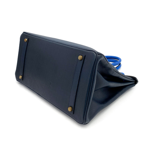 HERMES BIRKIN 35 NAVY BLUE TYPE COUCHEVEL HAND BAG 〇X 90249072 - PURPOSE