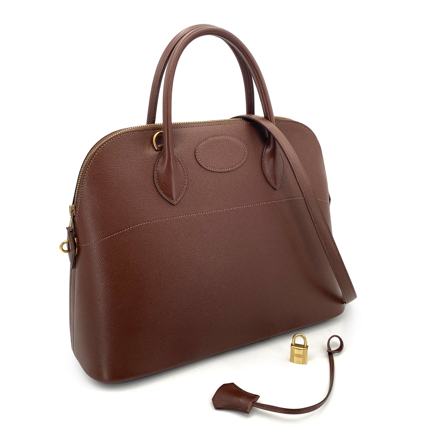 HERMES BOLIDE 35 HAVANE COUCHEVEL HAND SHOULDER BAG □C 90249470