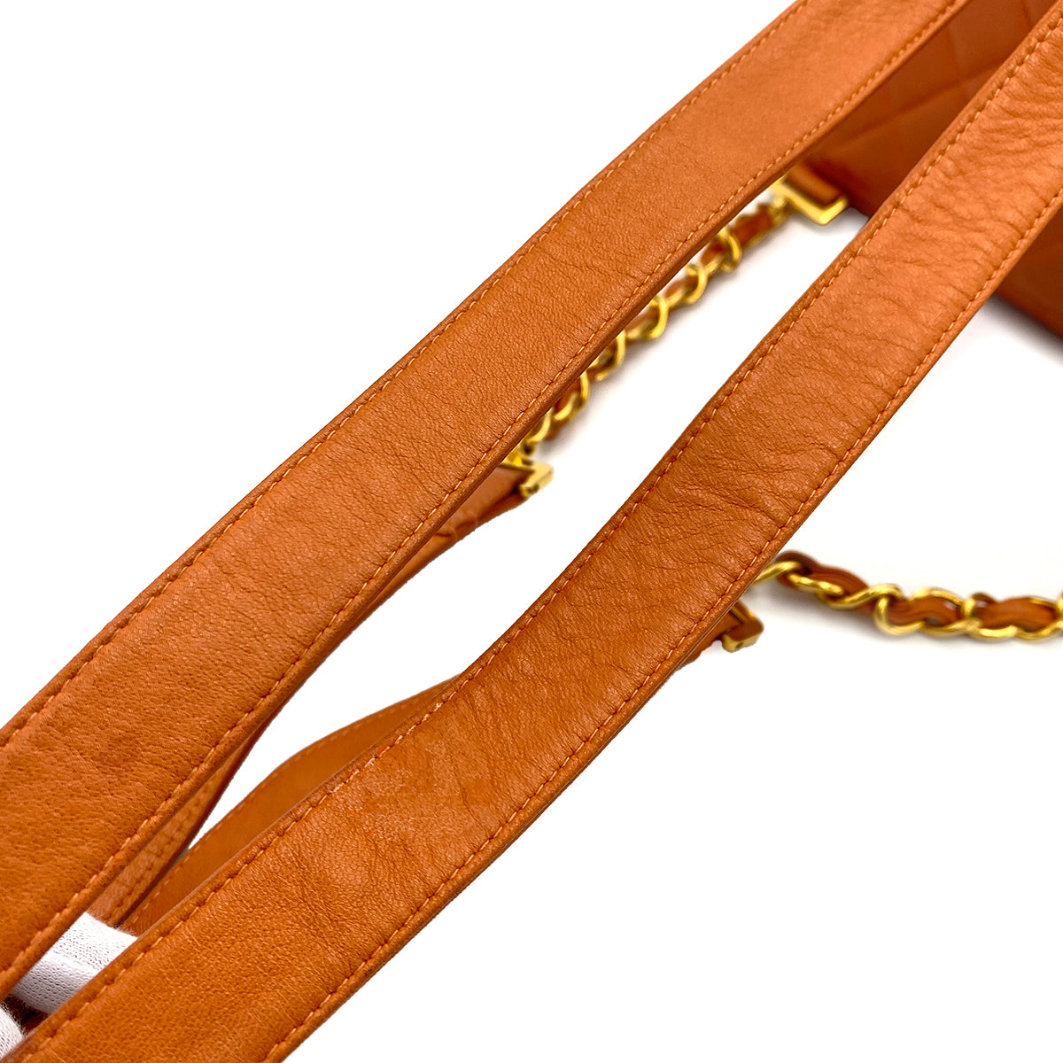CHANEL VINTAGE MATELASSE CHAIN BACKPACK ORANGE LAMB SKIN 90249471