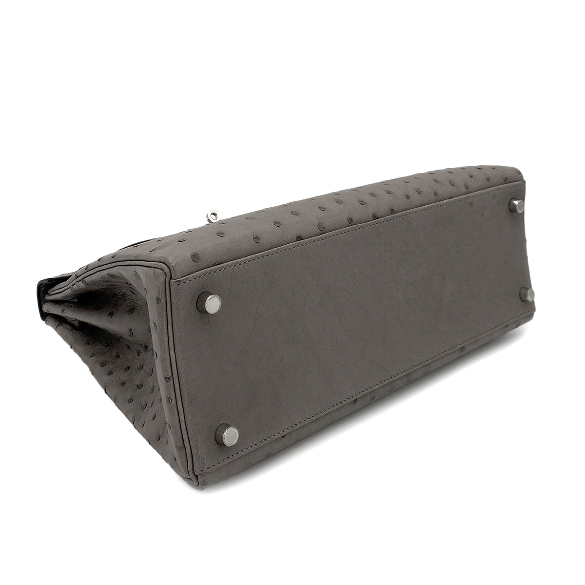 HERMES KELLY 32 RETOURNE GRAY TYPE OSTRICH HAND SHOULDER BAG □M 90249810