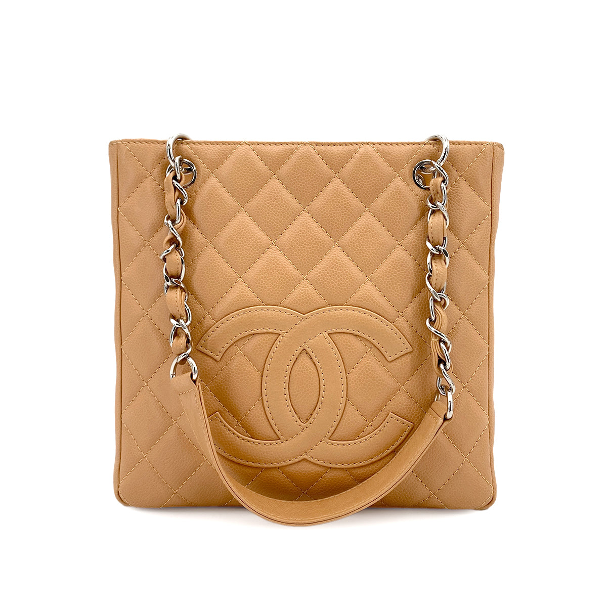 CHANEL VINTAGE PST TOTE BAG BEIGE CAVIAR SKIN 90249813
