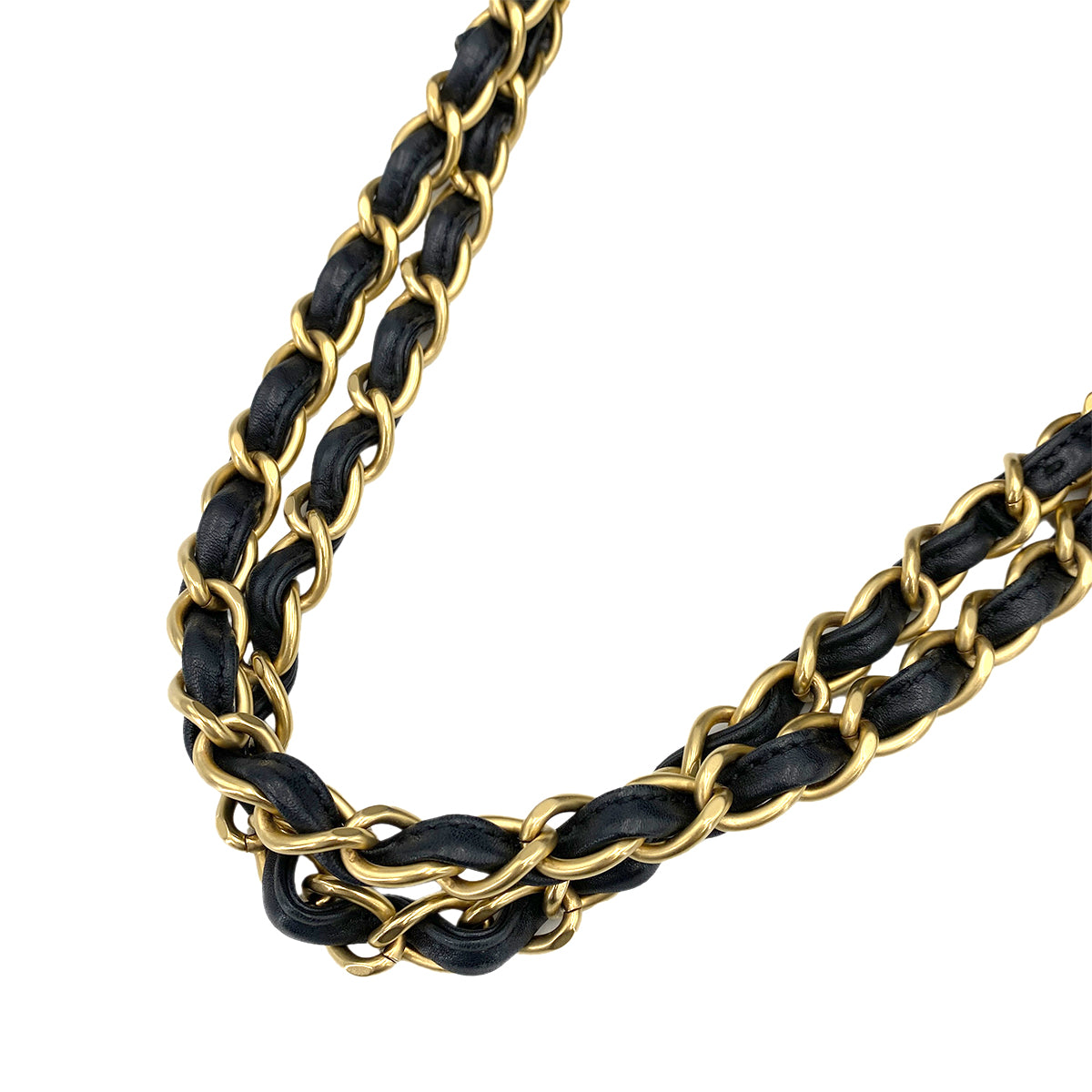 CHANEL VINTAGE CHAIN TOTE BAG NAVY RAFFIA 90249817