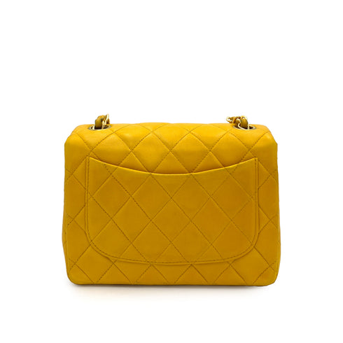 CHANEL VINTAGE MINI SQUARE 17 CHAIN SHOULDER BAG YELLOW LAMB SKIN 90249820 - PURPOSE