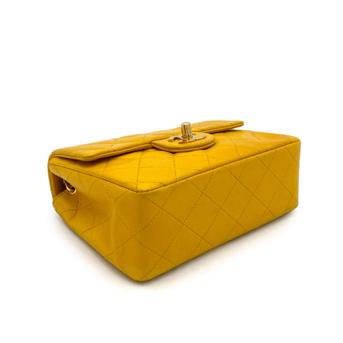 CHANEL VINTAGE MINI SQUARE 17 CHAIN SHOULDER BAG YELLOW LAMB SKIN 90249820 - PURPOSE