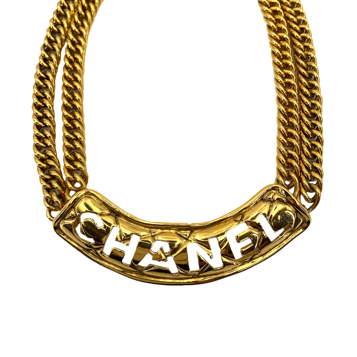 CHANEL VINTAGE MATELASSE LOGO NECKLACE ACCESSORY 90249833