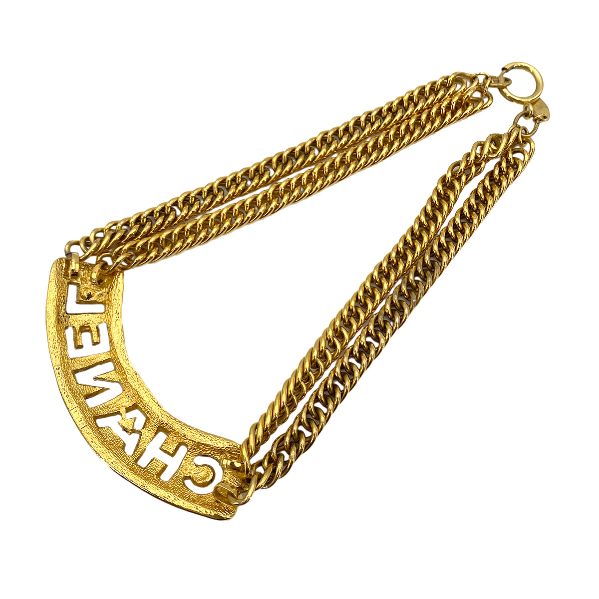 CHANEL VINTAGE MATELASSE LOGO NECKLACE ACCESSORY 90249833